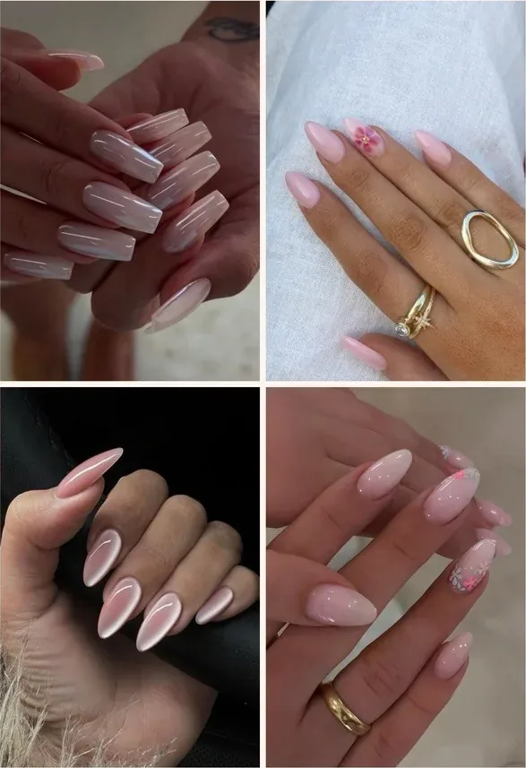 Nail art niveau 1: vier voorbeelden van natuurlijke nude en zachtroze nagels